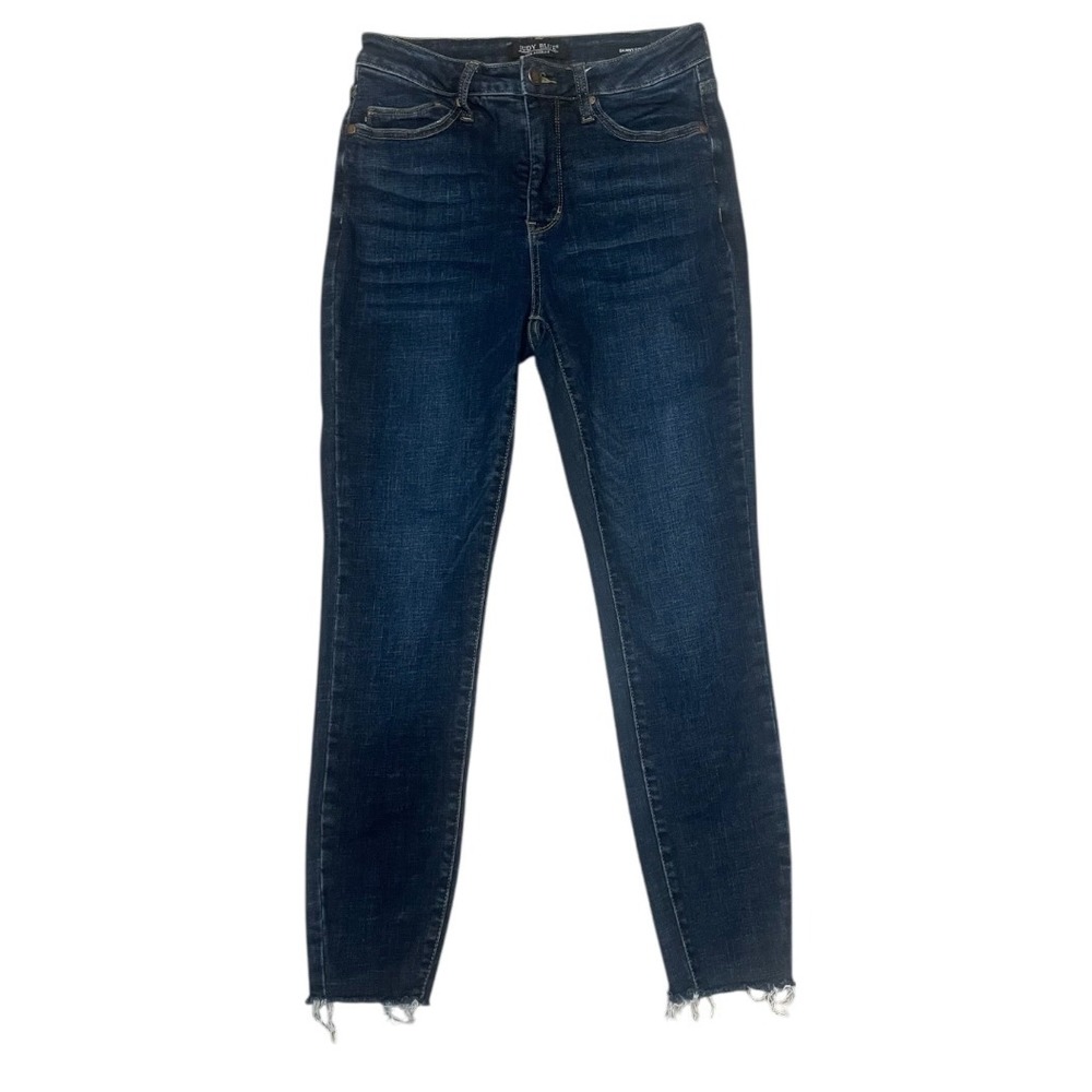 Judy Blue Skinny Fit High Rise Dark Wash Frayed Hem Jeans Size 7 28